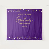 Klasse van 2024 Paarse gouden achtergrond afstuder Wandkleed (Voorkant (horizontaal))