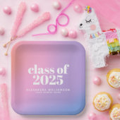 Klasse van 2024 Paarse Gradient Custom Afstuderen Papieren Bordje (Feest)