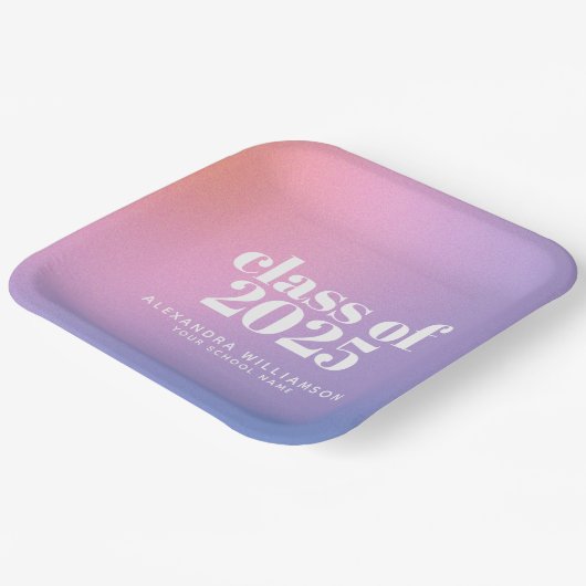 Klasse van 2024 Paarse Gradient Custom Afstuderen Papieren Bordje (Gebogen)