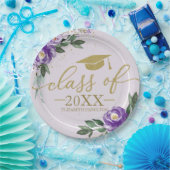 Klasse van 2024 Paarse Lavendel Bloemen Afstudeerd Papieren Bordje (Feest)