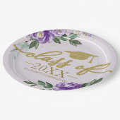 Klasse van 2024 Paarse Lavendel Bloemen Afstudeerd Papieren Bordje (Gekanteld)