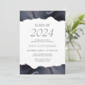 Klasse van 2024 Photo Blue Grey Agaat Afstuderen Kaart (Staand voorkant)