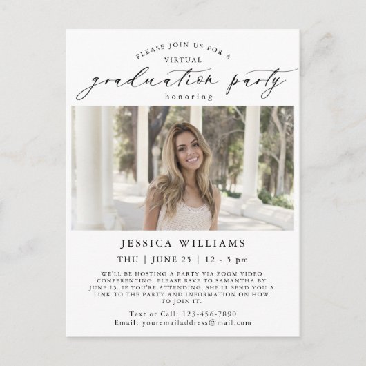 Klasse van 2024 Photo VIRTUAL Graduation Party Briefkaart (Voorkant)