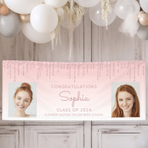 Klasse van 2024 Pink Glitter 2-foto Afstuderen