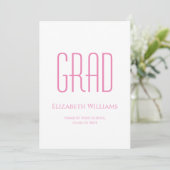 Klasse van 2024 Pink Typography Graduation Party Kaart (Staand voorkant)