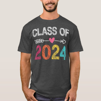 Klasse van 2024 pre-k aan 12 handdruk op achtergro t-shirt