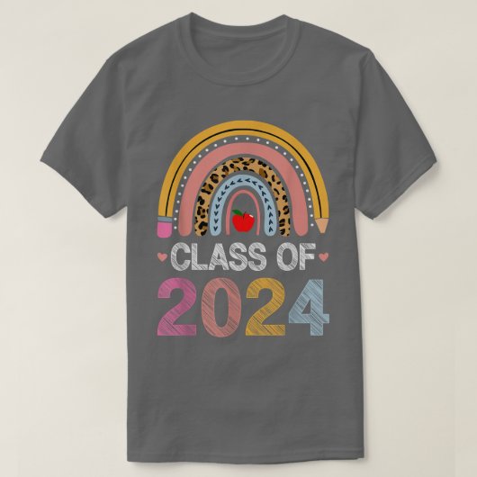 Klasse van 2024 Regenboogluipaard Afstuderen PreK T-shirt (Design voorkant)