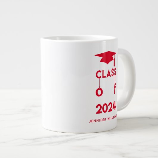 Klasse van 2024 - Rood Afstuderen Grote Koffiekop (Voorkant rechts)