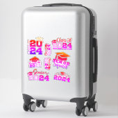 Klasse van 2024 Rood Roze Custom-Cut Vinyl Sticker (Koffer)
