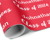 Klasse van 2024 Rood Wit Gefeliciteerd Afstudeerde Cadeaupapier (Rol Hoek)