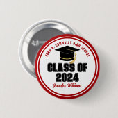 Klasse van 2024 Rood Wit Gepersonaliseerde Afstude Ronde Button 5,7 Cm (Voorkant /achterkant)