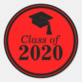Klasse van 2024 Rood Zwart Afstuderen Ronde Sticker