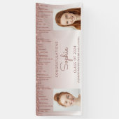 Klasse van 2024 Roos Gold Glitter 2-foto Afstudere Spandoek (Verticaal)