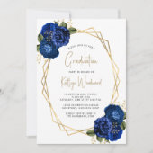 Klasse van 2024 Royal Blue Floral Graduation Party Kaart (Voorkant)