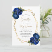 Klasse van 2024 Royal Blue Floral Graduation Party Kaart (Staand voorkant)