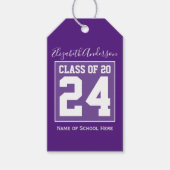 Klasse van 2024 Royal Paarse Afstuderen Foto Cadeaulabel (Voorkant)