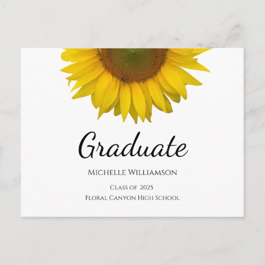 Klasse van 2024 Rustieke Sunflower Graduation Part Uitnodiging Briefkaart (Voorkant)