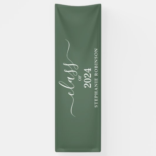 Klasse van 2024 Sage Groen Eenvoudig Afstuderen Spandoek (Verticaal)