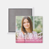 Klasse van 2024 Schattige Roze Foto Keepsake Afstu Magneet (Voorkant / Achterkant)