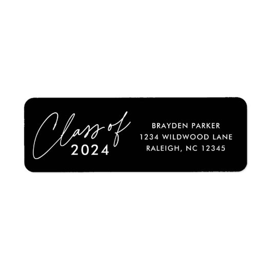 Klasse van 2024 Script Afstuderen Retouradres Etiket (Voorkant)
