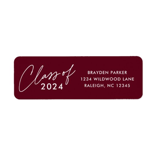 Klasse van 2024 Script Afstuderen Retouradres Etiket (Voorkant)