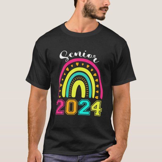 Klasse van 2024 Senior 2024 Rainbow Senior 24 T-shirt (Voorkant)