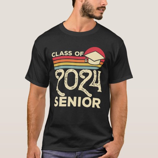 Klasse van 2024 Senior Afstuderen jongens T-shirt (Voorkant)