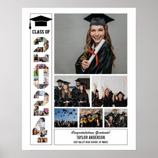 Klasse van 2024 Senior Graduation Fotocollage Poster (Voorkant)
