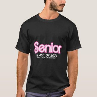 Klasse van 2024 Senior Pink Retro Classic Girl Afs T-shirt