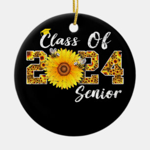 Klasse van 2024 Senior Year Afstudeerder Sunflower Keramisch Ornament