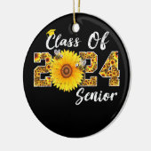 Klasse van 2024 Senior Year Afstudeerder Sunflower Keramisch Ornament (Links)