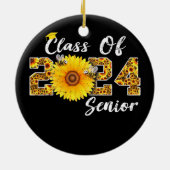 Klasse van 2024 Senior Year Afstudeerder Sunflower Keramisch Ornament (Achterkant)