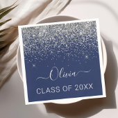 Klasse van 2024 Silver Navy Blue Glitter Afstudere Servet