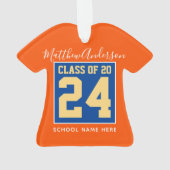 Klasse van 2024 Sinaasappel Blauw en Goud Afstuder Ornament (achterkant)