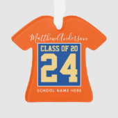 Klasse van 2024 Sinaasappel Blauw en Goud Afstuder Ornament (voorkant)