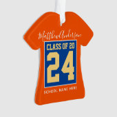 Klasse van 2024 Sinaasappel Blauw en Goud Afstuder Ornament (voorkant)