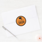 Klasse van 2024 Sinaasappel Zwart Afstuderen Ronde Sticker (Envelop)