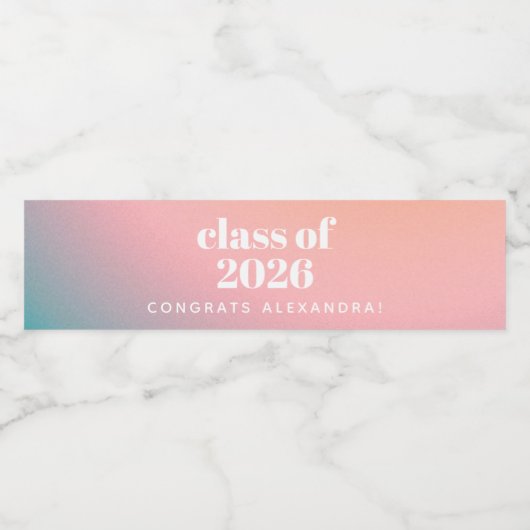 Klasse van 2024 Trendy Kleurrijke Gradient Custom Waterfles Etiket (Enkel label)