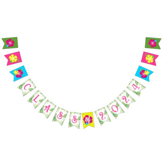 Klasse van 2024 Tropische Luau Afstuderen Banner (Alle)