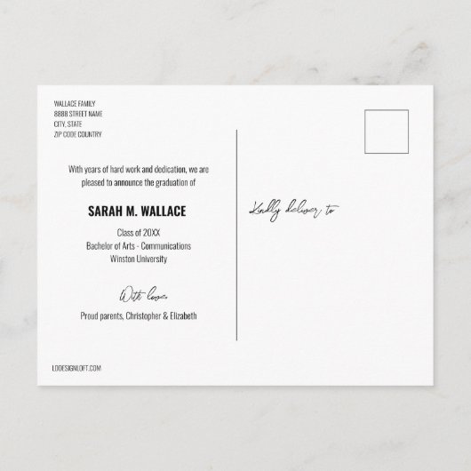 Klasse van 2024 University Afstuderen Foto Custom Aankondigingskaart (Achterkant)