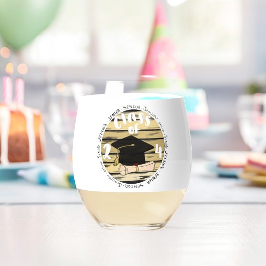 Klasse van 2024 wijnglas zonder voet (Insitu (Verjaardag))