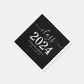 Klasse van 2024 Zwart Wit Afstudeerfeest Servet (Hoek)