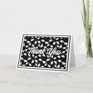 Klasse van 2024 Zwart-wit Graduation Party Bedankkaart