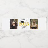 Klasse van 2025 2 foto's Afstuderen Waterfles Etiket (Enkel label)