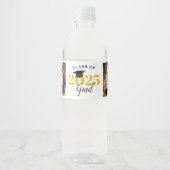 Klasse van 2025 2 foto's Afstuderen Waterfles Etiket (Voorkant)