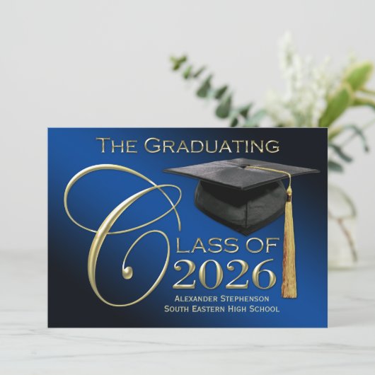 Klasse van 2025 5x7 Blauw Afstuderen Aankondiging (Staand voorkant)