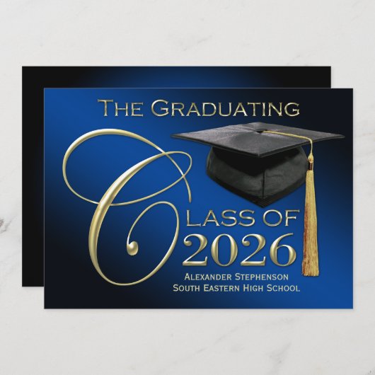 Klasse van 2025 5x7 Blauw Afstuderen Aankondiging (Voorkant / Achterkant)