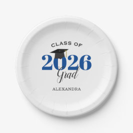 Klasse van 2025 Afstudeerder Eenvoudig blauw en zw Papieren Bordje