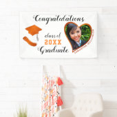 Klasse van 2025 Afstudeerder Foto Wit & Sinaasappe Spandoek (Insitu)