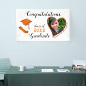 Klasse van 2025 Afstudeerder Foto Wit & Sinaasappe Spandoek (Beurs)